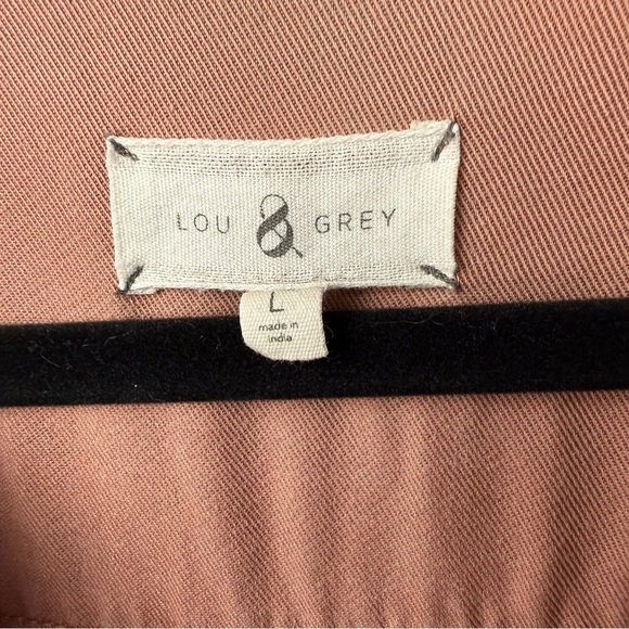 LOU & GREY Women's Tunic Top V Neck Clay Pink Lyocell Oversized Split Popover - Picture 2 of 9